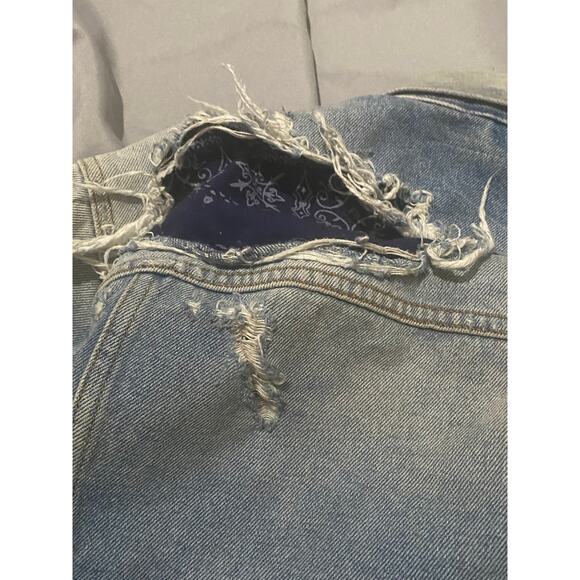 Diesel Blue Bandana Distressed Nhill Denim Jacket - Picture 7 of 12